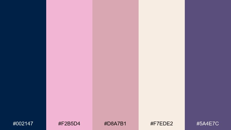 rose quartz night oxford color palette with hex codes