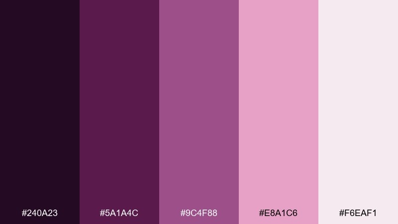 rose quartz plum purple pink color palette with hex codes