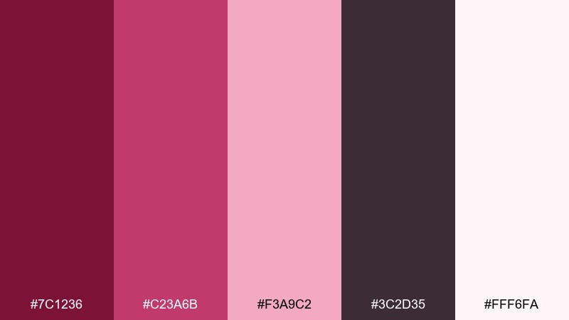 rose quartz shadow dark pink color palette with hex codes