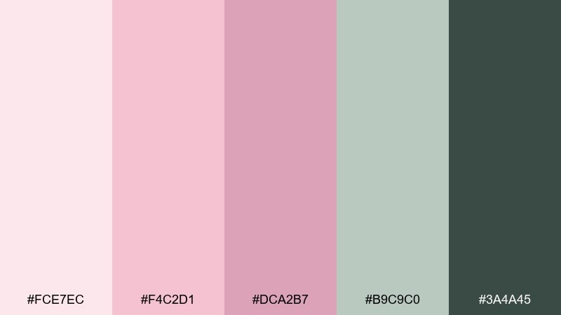 rose quartz spa rose color palette with hex codes