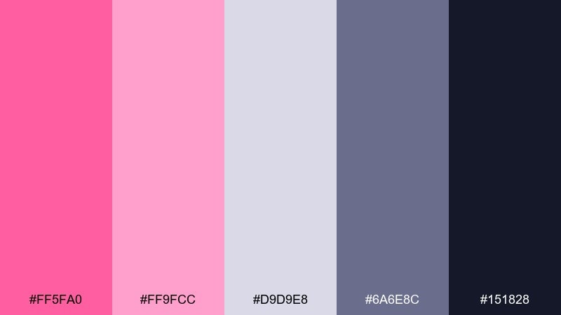 rose quartz tech flamingo pink color palette with hex codes