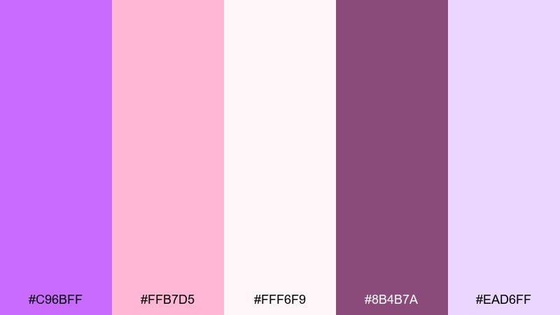 rose quartz violet heliotrope color palette with hex codes