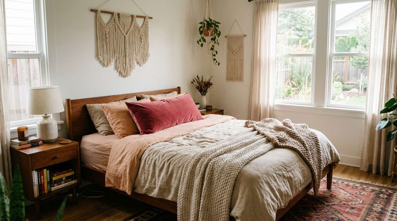 desert rose boho bedroom