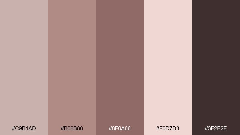 rose taupe blush color palette with hex codes