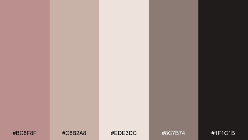 rose taupe minimal rosy brown color palette with hex codes