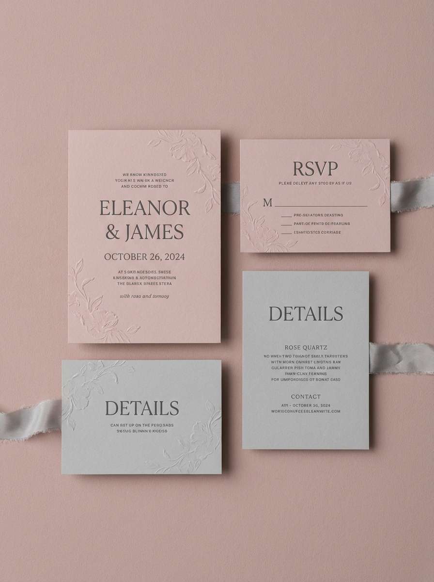 rose wedding invitation suite