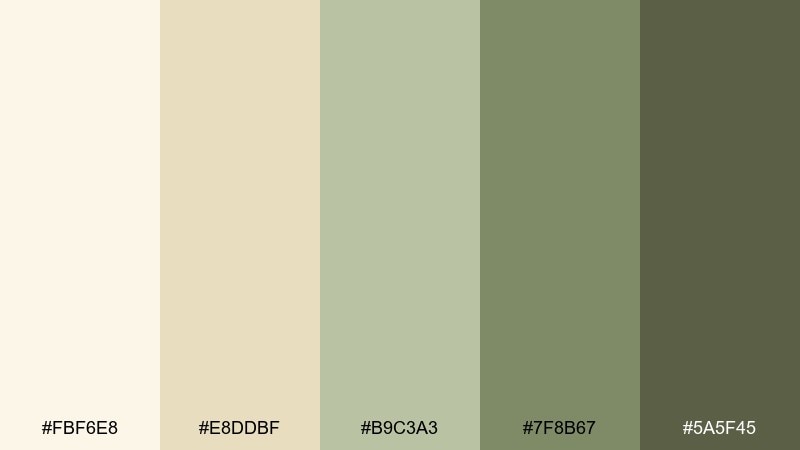 rosemary and butter cottagecore color palette with hex codes