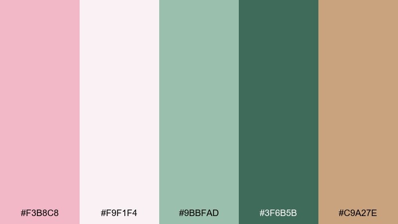 rosewater and sage floral color palette with hex codes