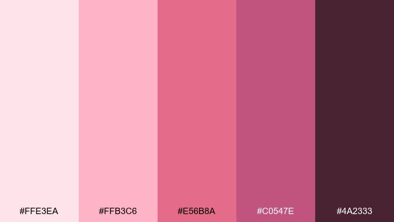rosewater blush cupcake color palette with hex codes