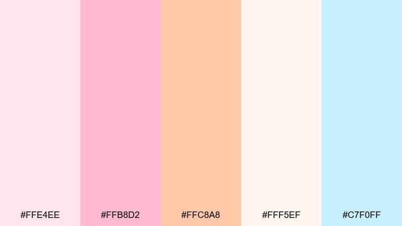 rosewater bubbles bubbles color palette with hex codes