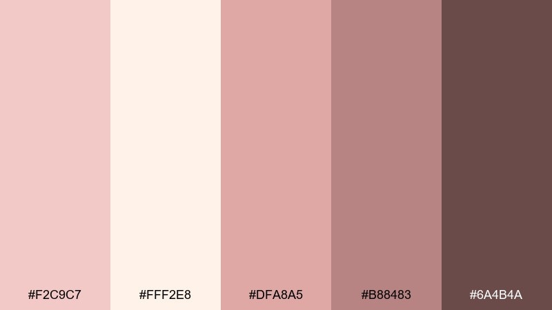 rosewater clay pink cream color palette with hex codes