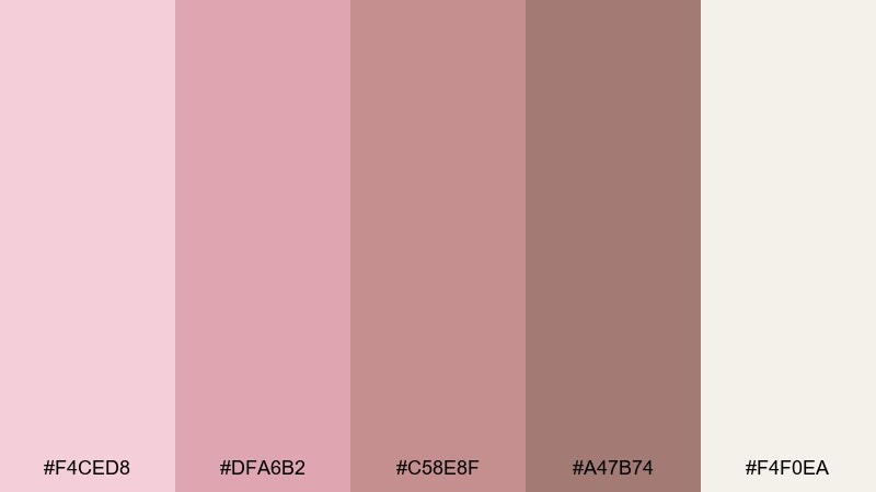 rosewater clay rose blush color palette with hex codes