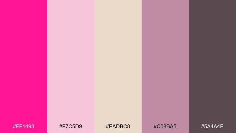rosewater latte deep pink color palette with hex codes