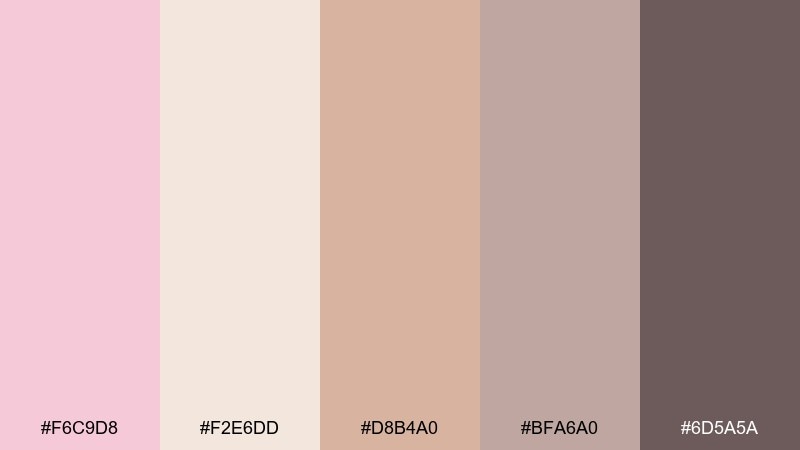 rosewater latte color palette with hex codes