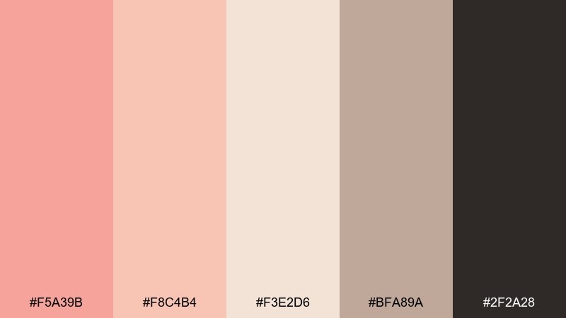 rosewater latte salmon peach color palette with hex codes