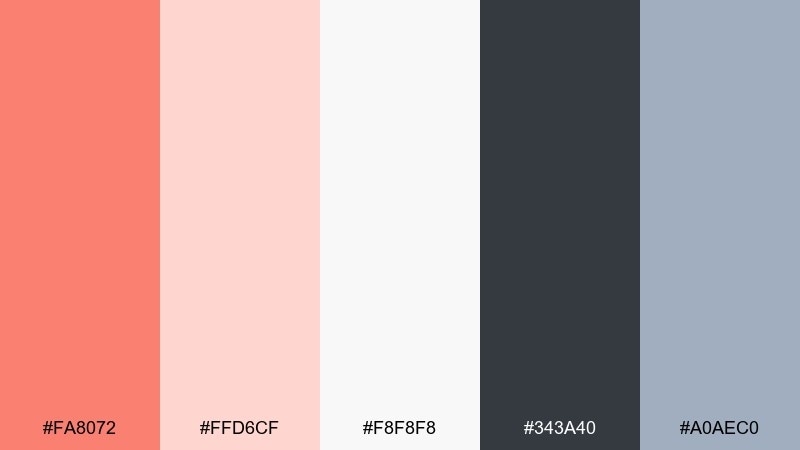 rosewater minimal ui salmon color palette with hex codes