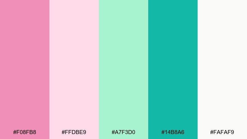 rosewater mint cream color palette with hex codes