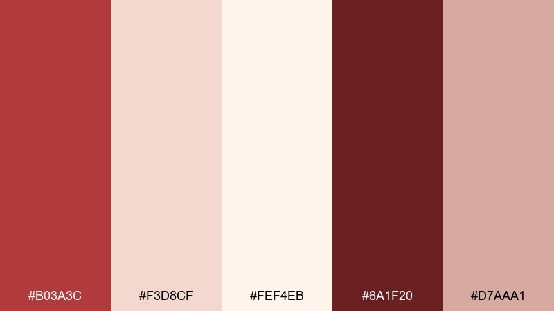 rosewater paper red cream color palette with hex codes
