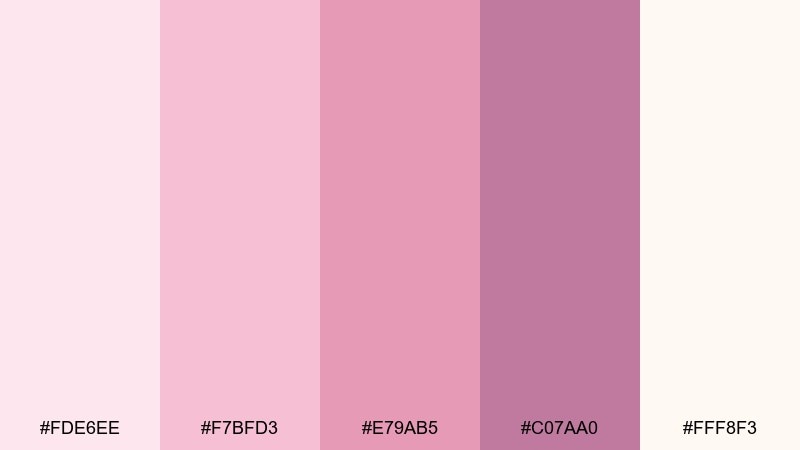 rosewater satin color palette with hex codes