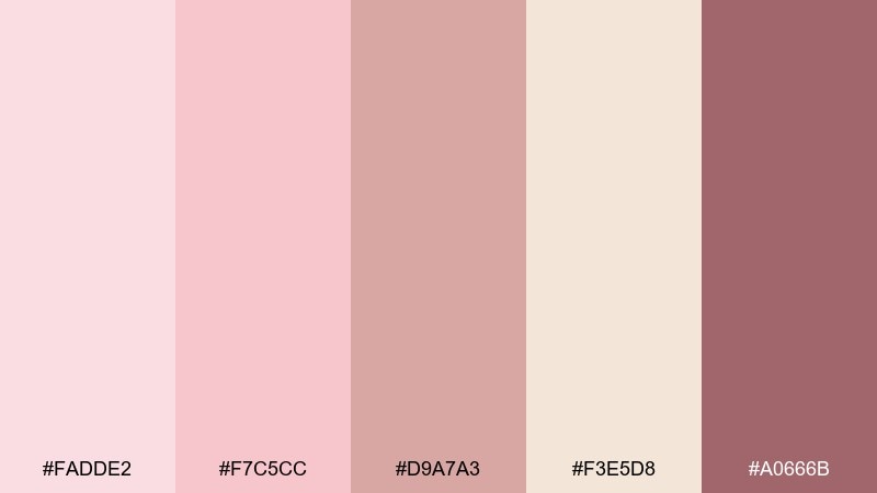 rosewater silk color palette with hex codes