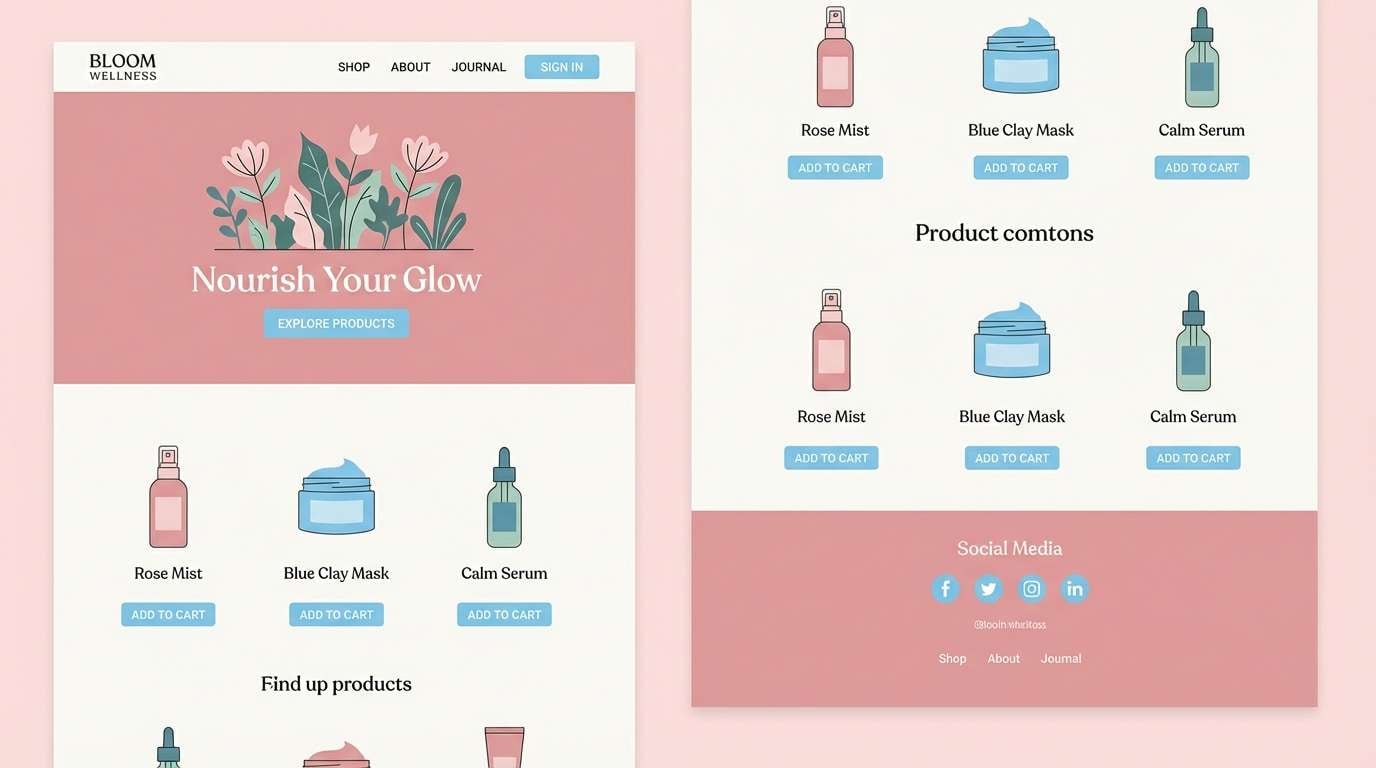 wellness landing page mockup