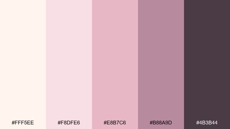 rosewater spa seashell color palette with hex codes