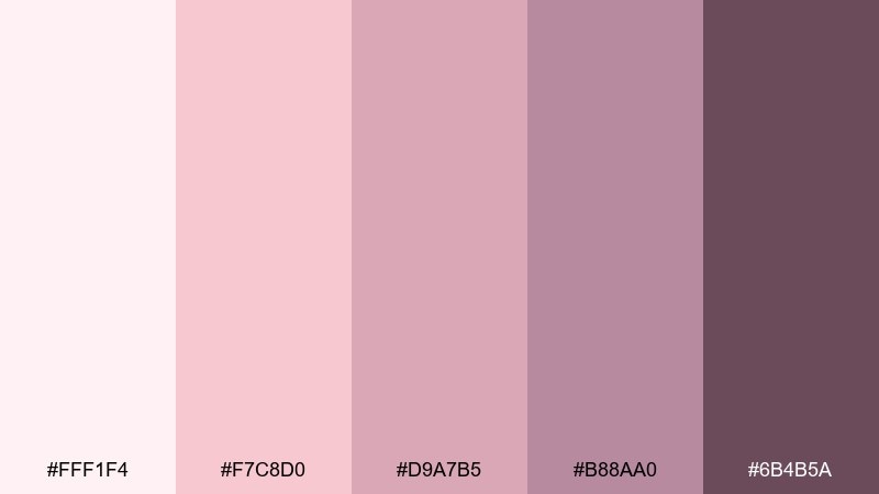 rosewater whisper dreamy color palette with hex codes