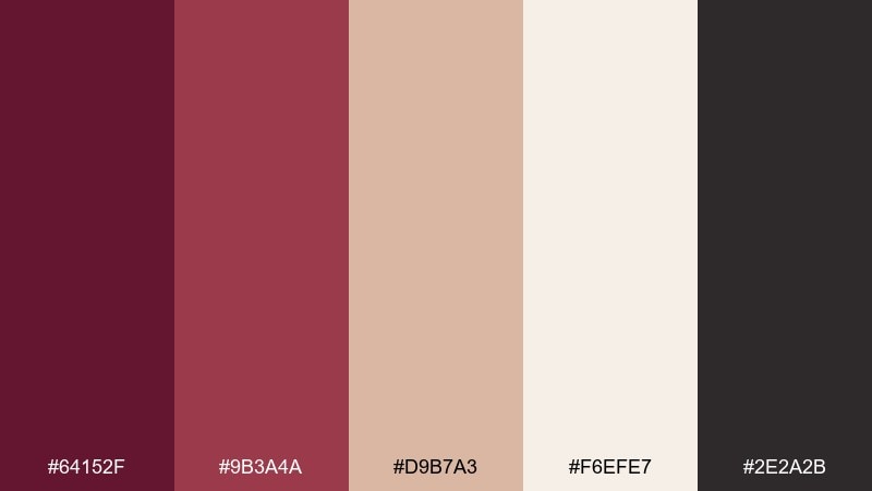 rosewood & cream color palette with hex codes