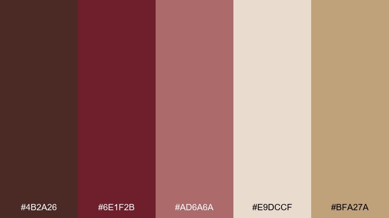 rosewood and oat color palette with hex codes
