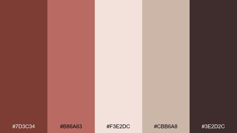 rosewood blush accent chestnut color palette with hex codes