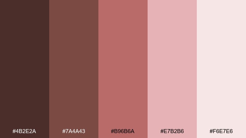 rosewood blush color palette with hex codes