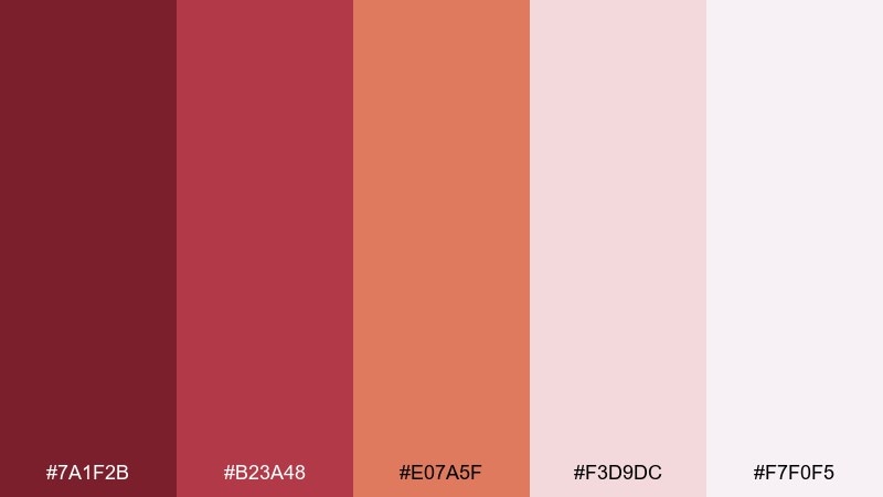 rosewood blush warm color palette with hex codes