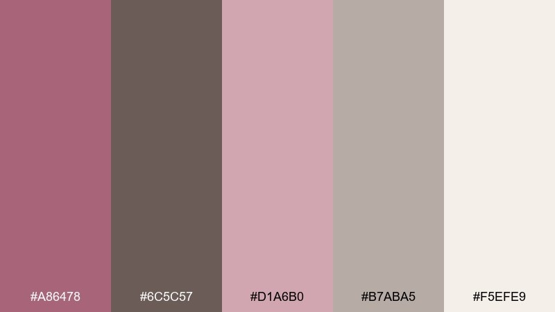 rosewood boutique mauve taupe color palette with hex codes
