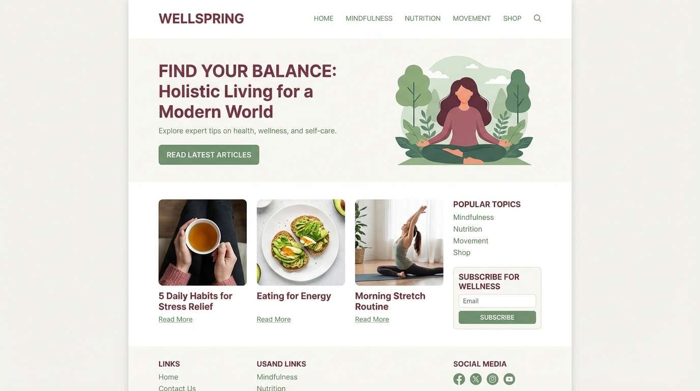 wellness website ui mockup