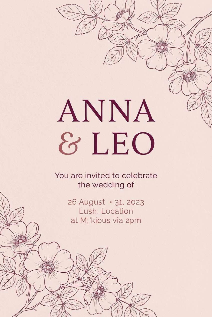 wedding invitation in berry tones