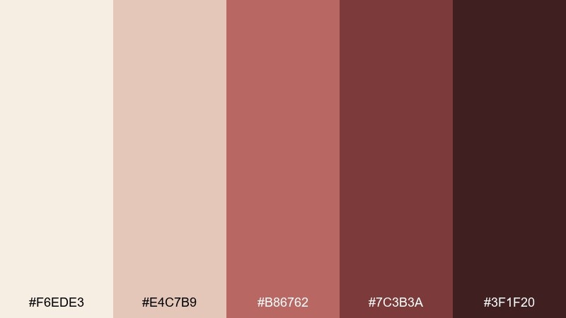 rosewood cream beige red color palette with hex codes