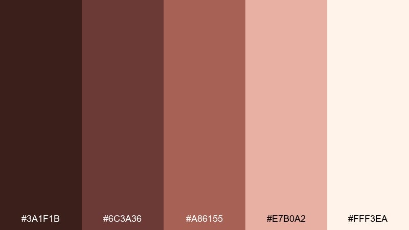 rosewood cream brown peach color palette with hex codes