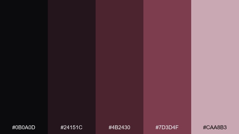 rosewood ink black rose color palette with hex codes