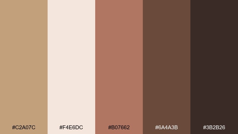 rosewood latte fawn color palette with hex codes