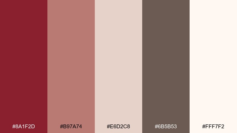 rosewood latte ruby color palette with hex codes