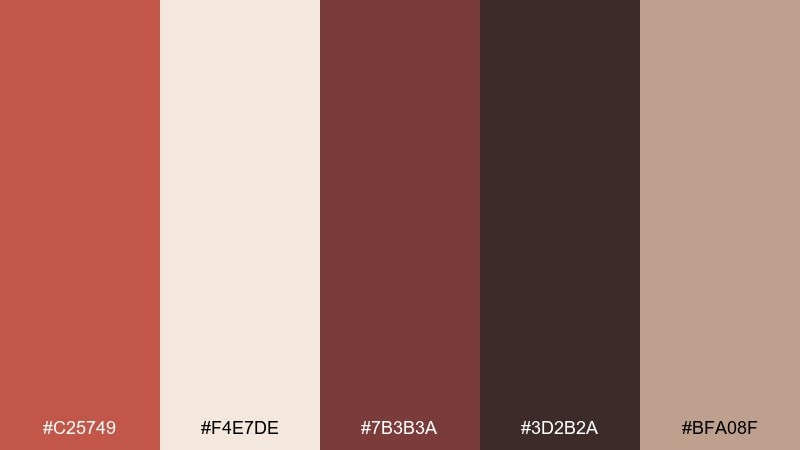 rosewood library dark coral color palette with hex codes