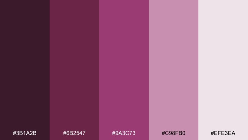 rosewood mauve red violet color palette with hex codes