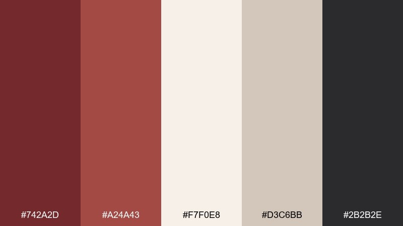 rosewood minimal tuscan red color palette with hex codes