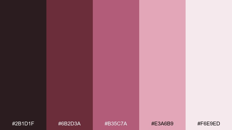 rosewood mist gradient color palette with hex codes