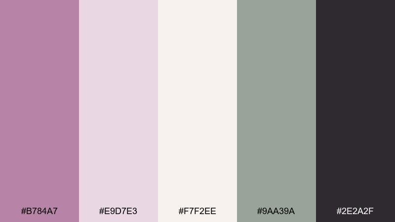 rosewood mist color palette with hex codes