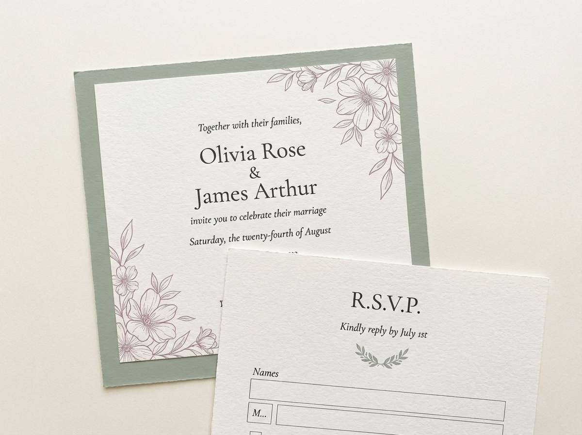 rosewood mist wedding invite