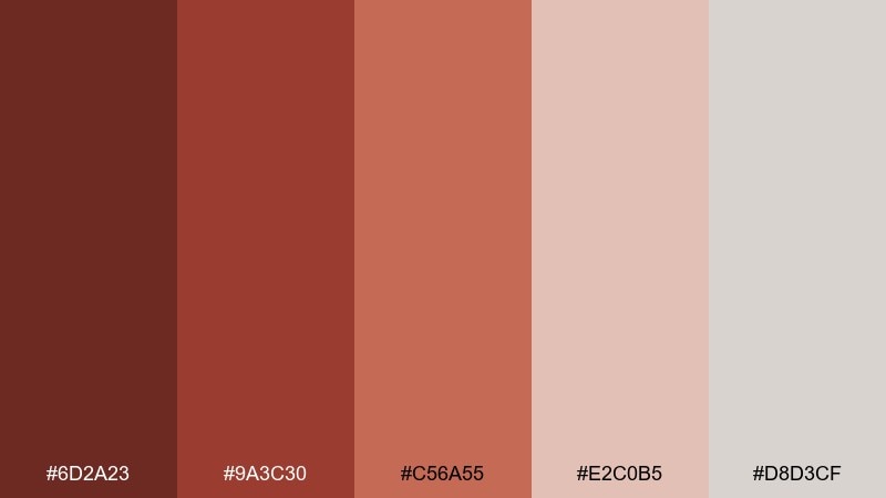 rosewood neutrals ruddy color palette with hex codes