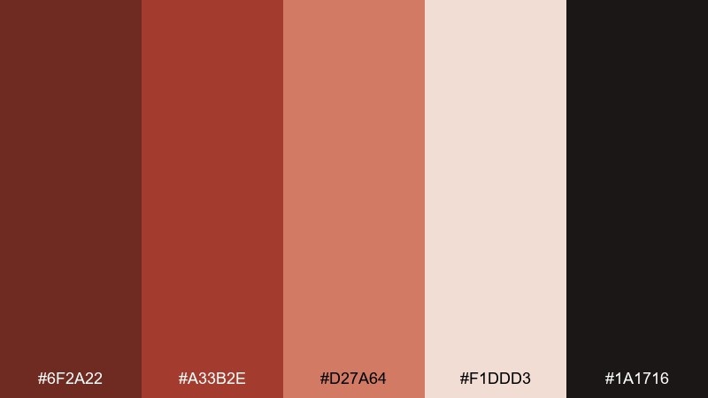 rosewood night carnelian color palette with hex codes