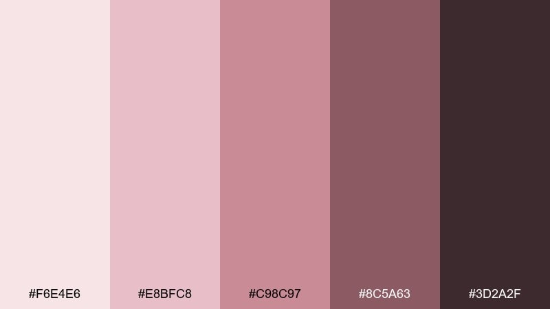 rosewood nude skin color palette with hex codes