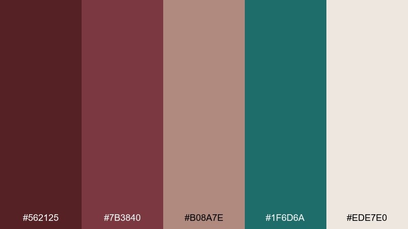rosewood teal accent color palette with hex codes